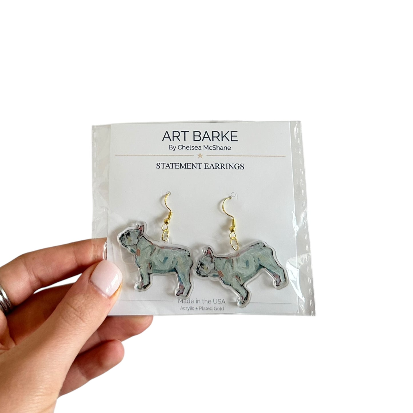 "Frenchie White" Earrings