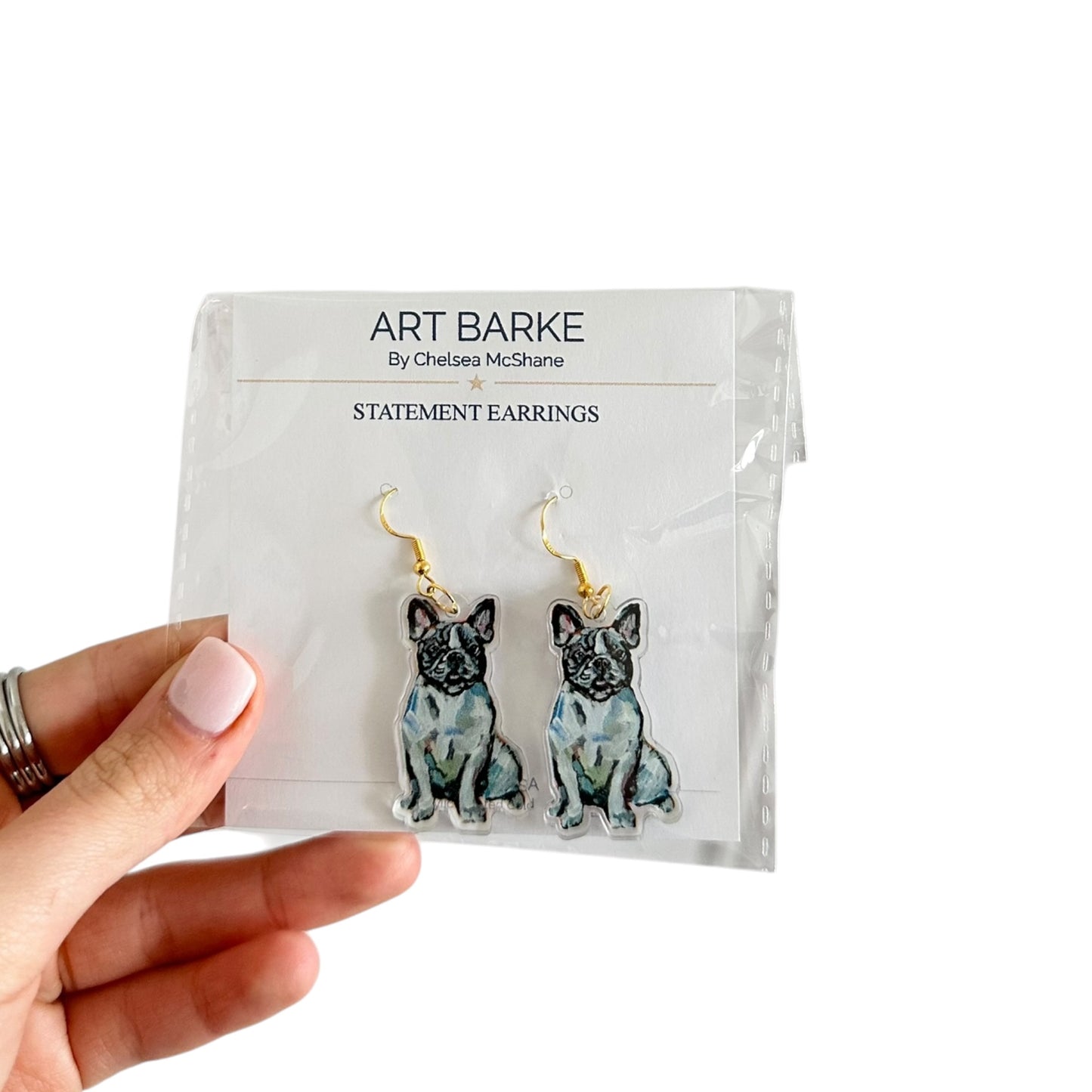 "Frenchie Black & White" Earrings