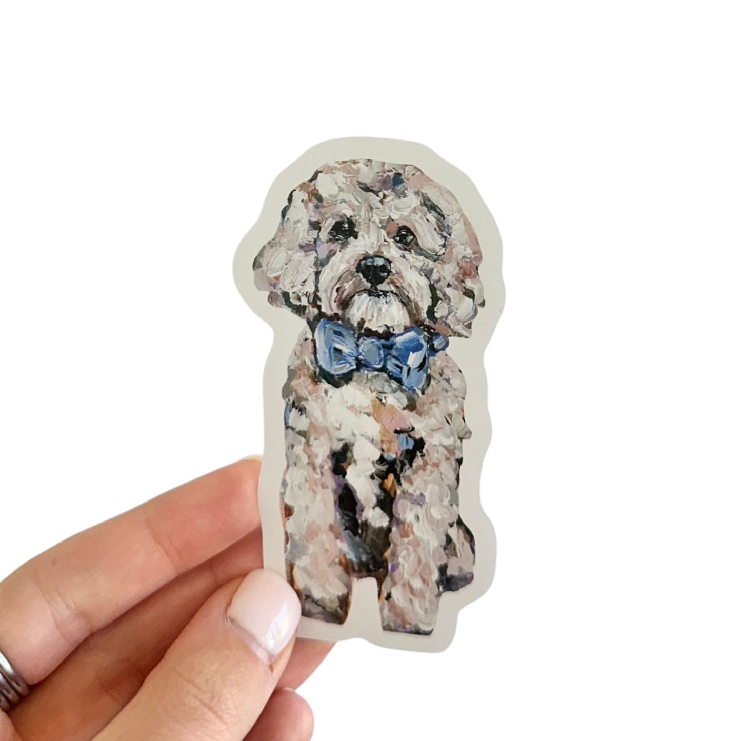 "Cavapoo Blonde with blue bow" Sticker