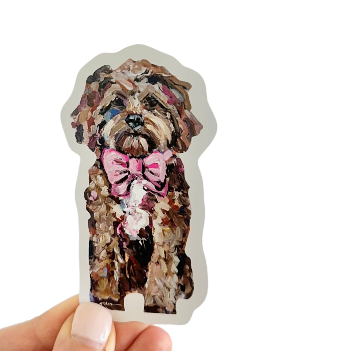 "Cavapoo Red with pink bow" Sticker