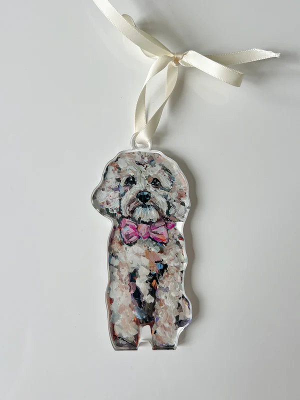 "Cavapoo Blonde Pink Bow" Ornament (Mix + Match 10 MOQ)