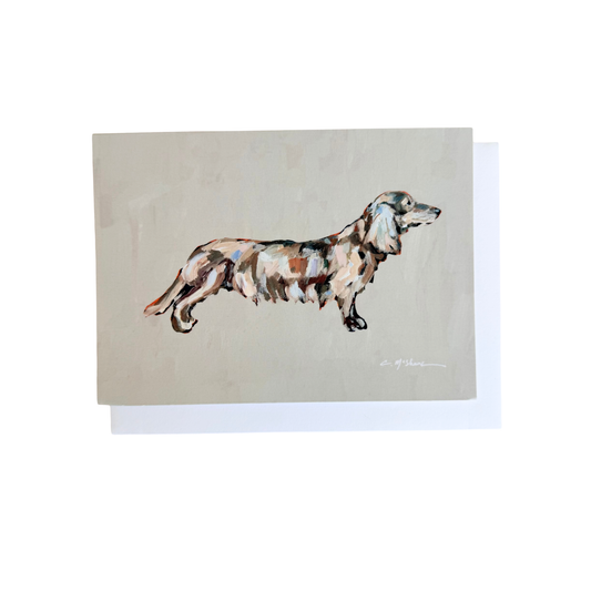 Blonde Dachshund with Long Hair Frameable Dog Card