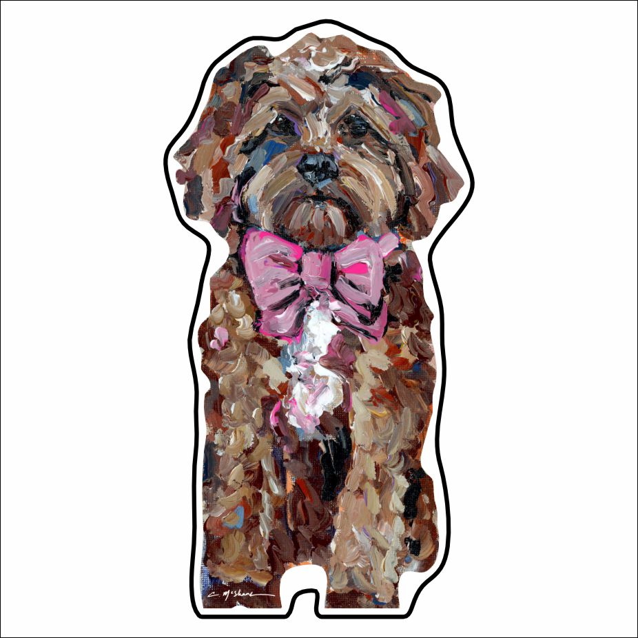 "Cavapoo Red with Pink Bow" Magnet (Case of 10)