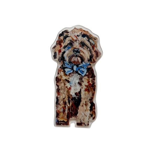"Cavapoo Red with Blue Bow" Magnet (Case of 10)