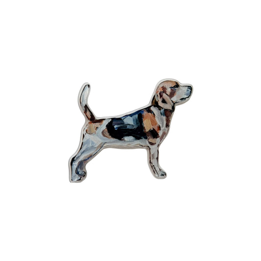 Beagle dog acrylic magnet featuring original artwork by Chelsea McShane.