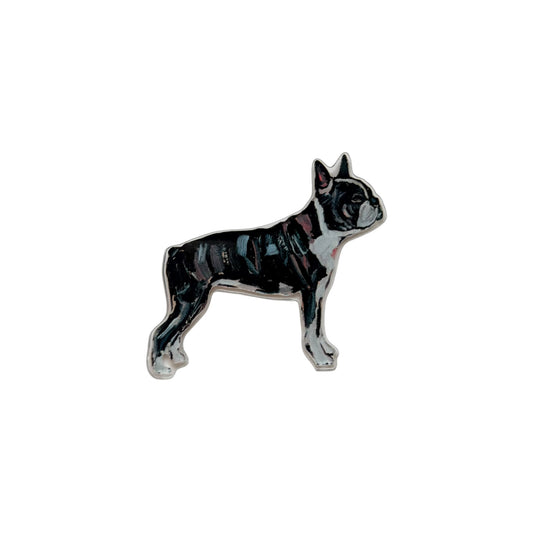 Boston Terrier dog acrylic magnet featuring original artwork by Chelsea McShane.