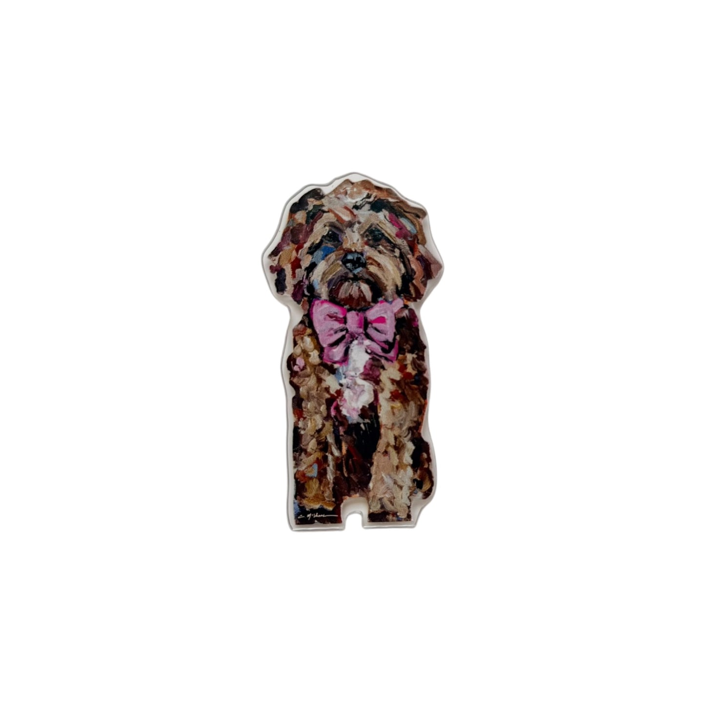 "Cavapoo Red with pink bow" magnet