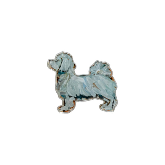 Maltese dog acrylic magnet featuring original artwork by Chelsea McShane.