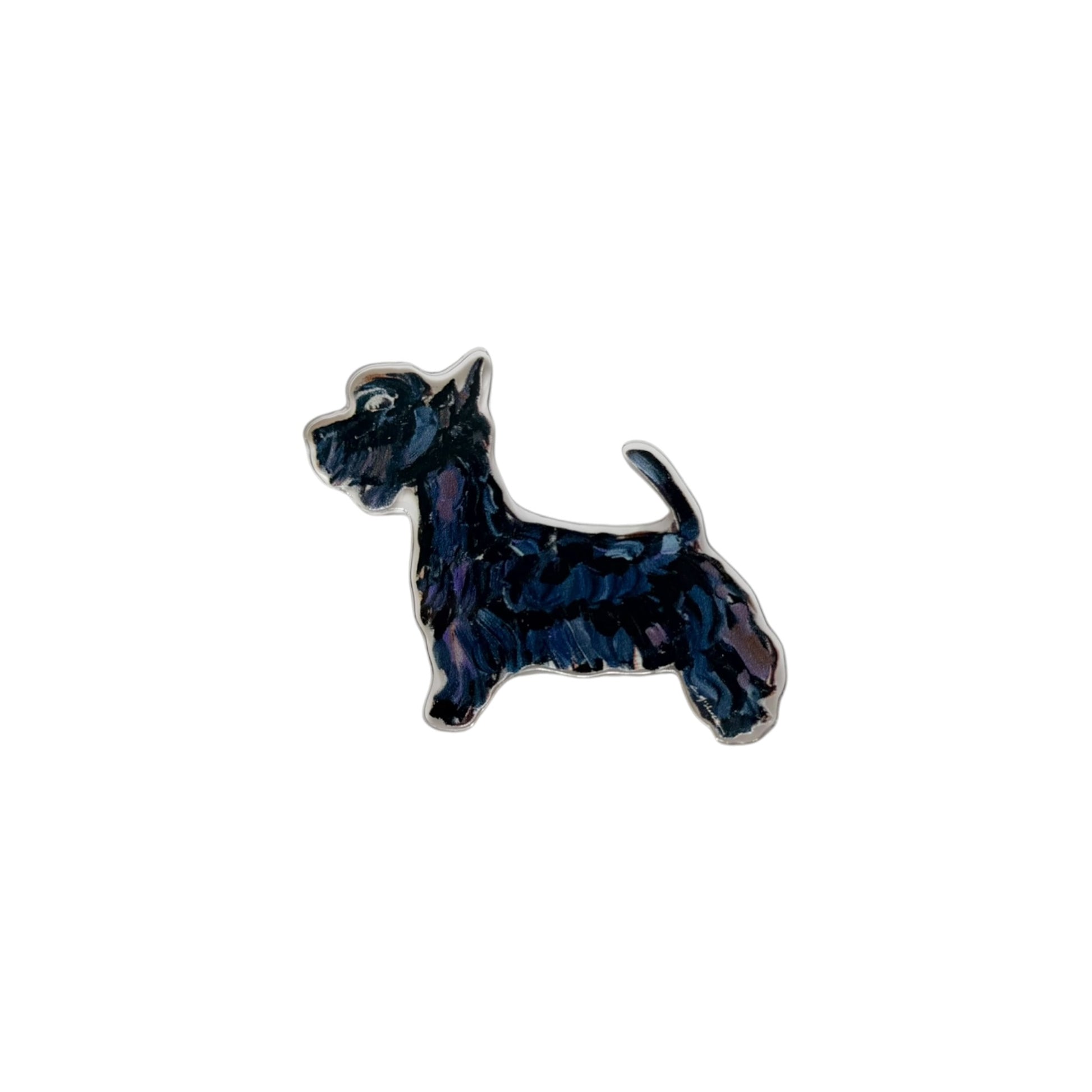 Scottish Terrier dog acrylic magnet featuring original artwork by Chelsea McShane.