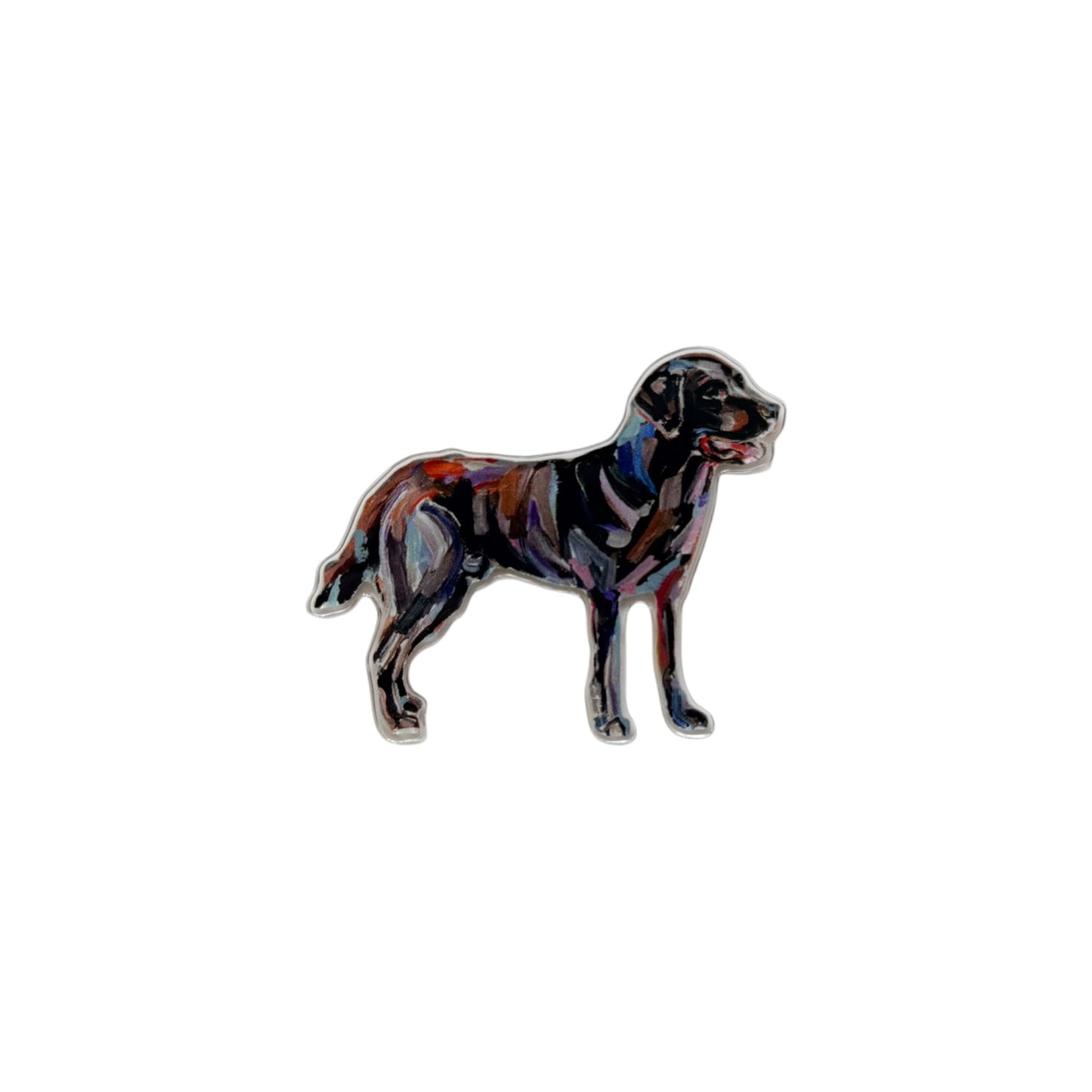 Chocolate Labrador dog acrylic magnet featuring original artwork by Chelsea McShane.