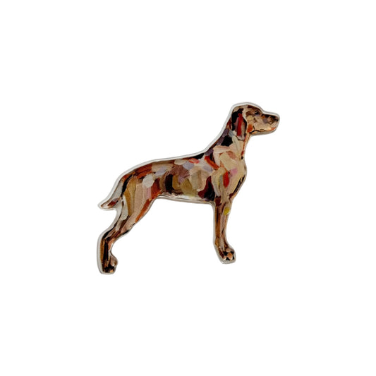 Vizsla dog acrylic magnet featuring original artwork by Chelsea McShane.