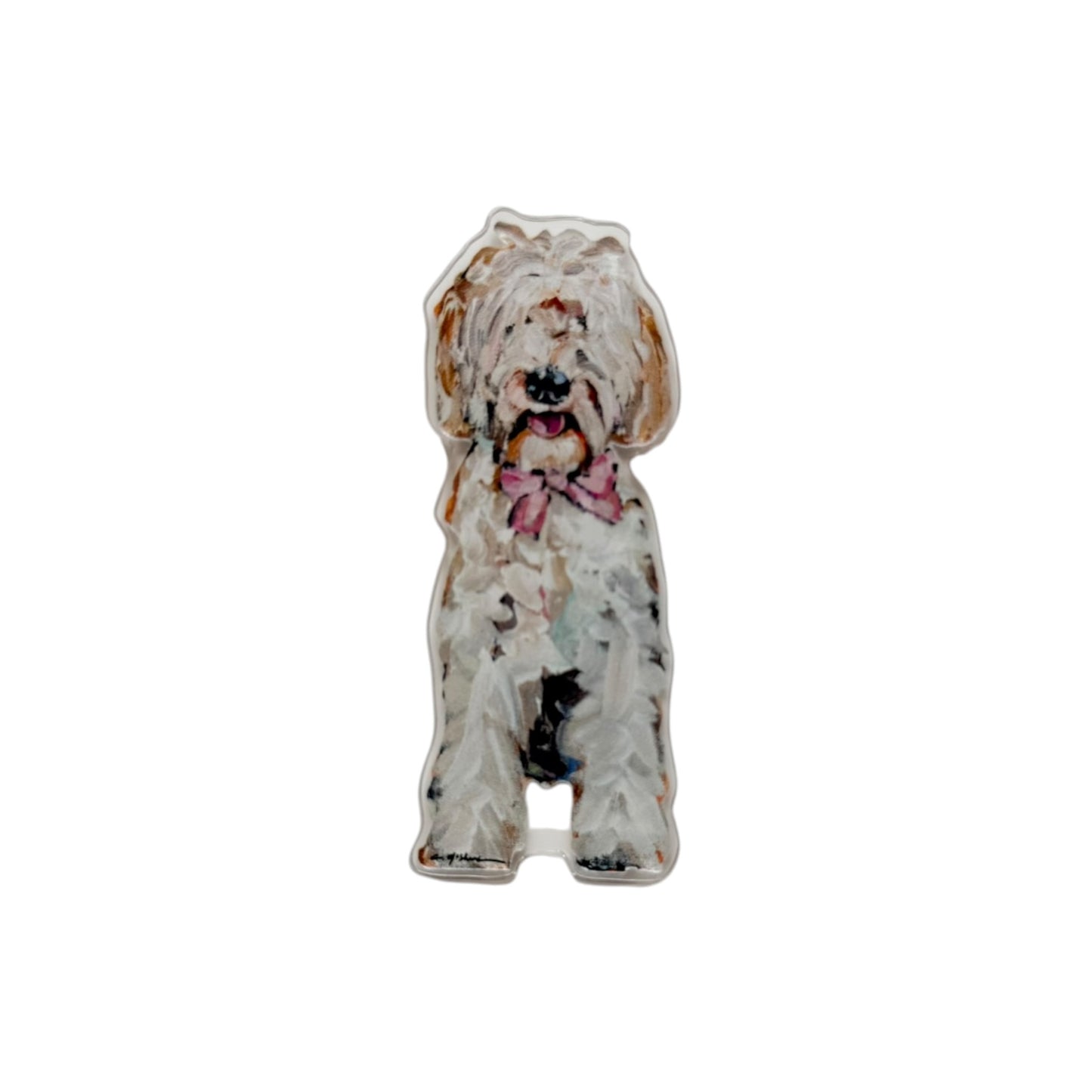 "Goldendoodle White Pink Bow" magnet