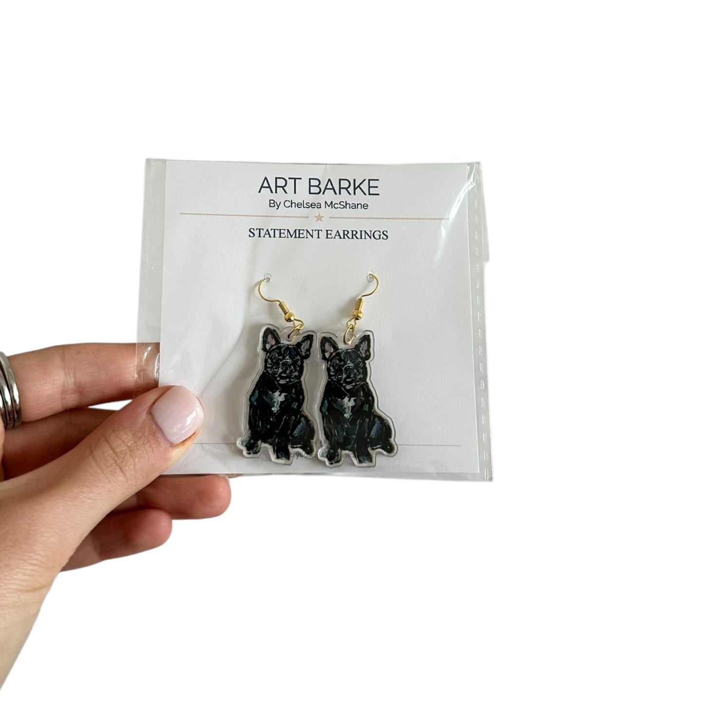 "Frenchie Black" Earrings