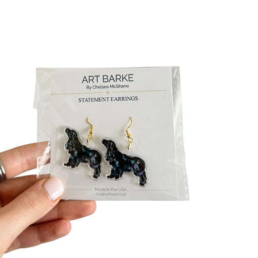 "English Cocker Spaniel Black" Earrings