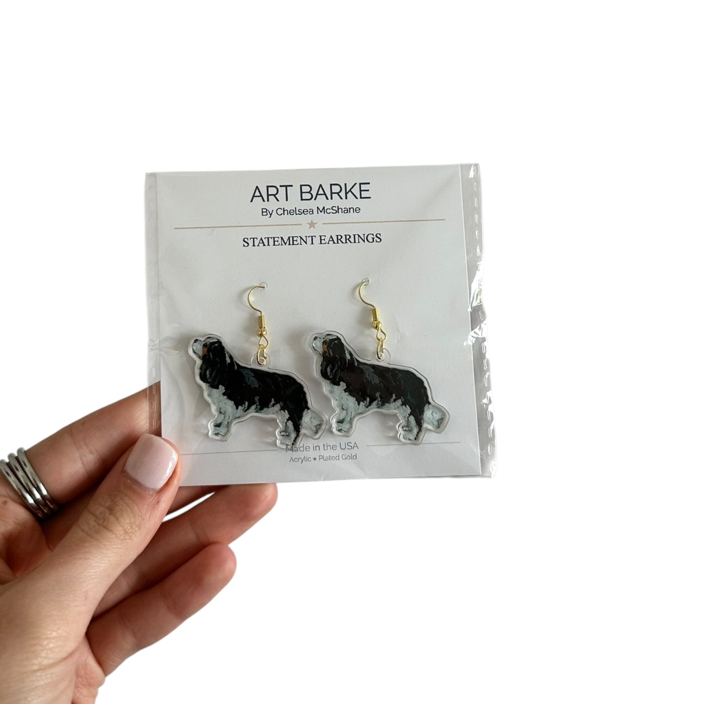 "Cavalier King Charles Spaniel Tri" Earrings