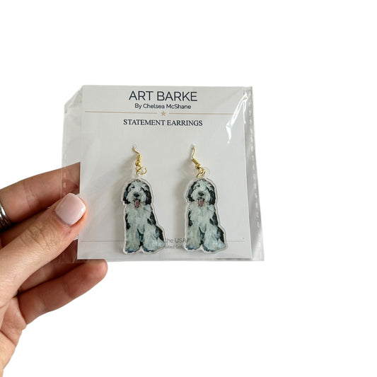 Sheepadoodle I Acrylic Dog Earrings