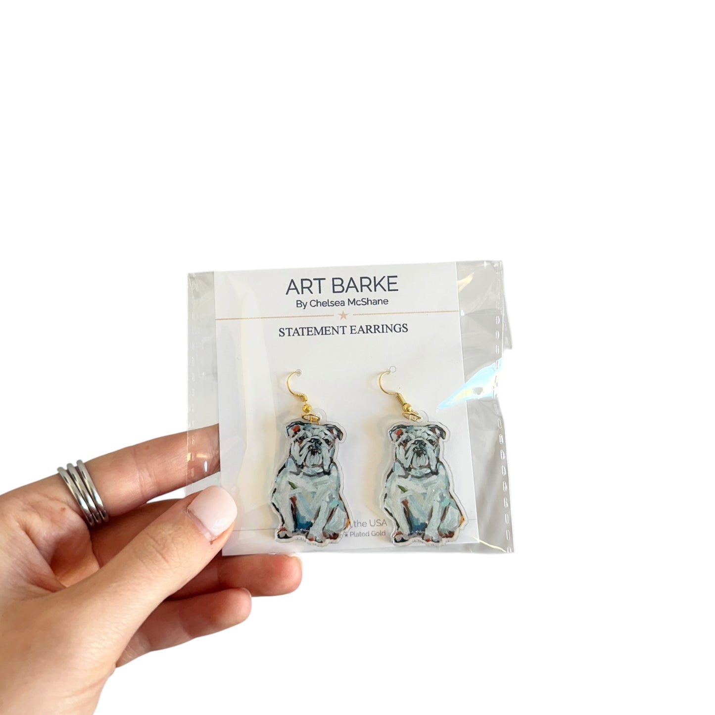"English Bulldog White" Earrings