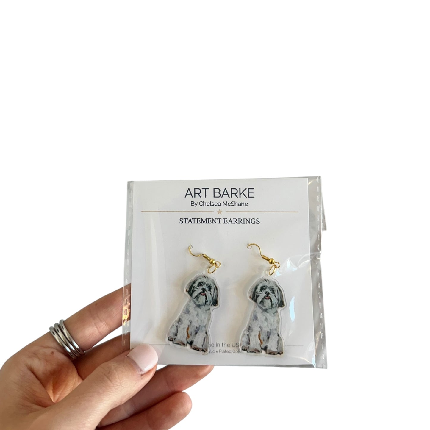 "Shih Tzu White" Earrings