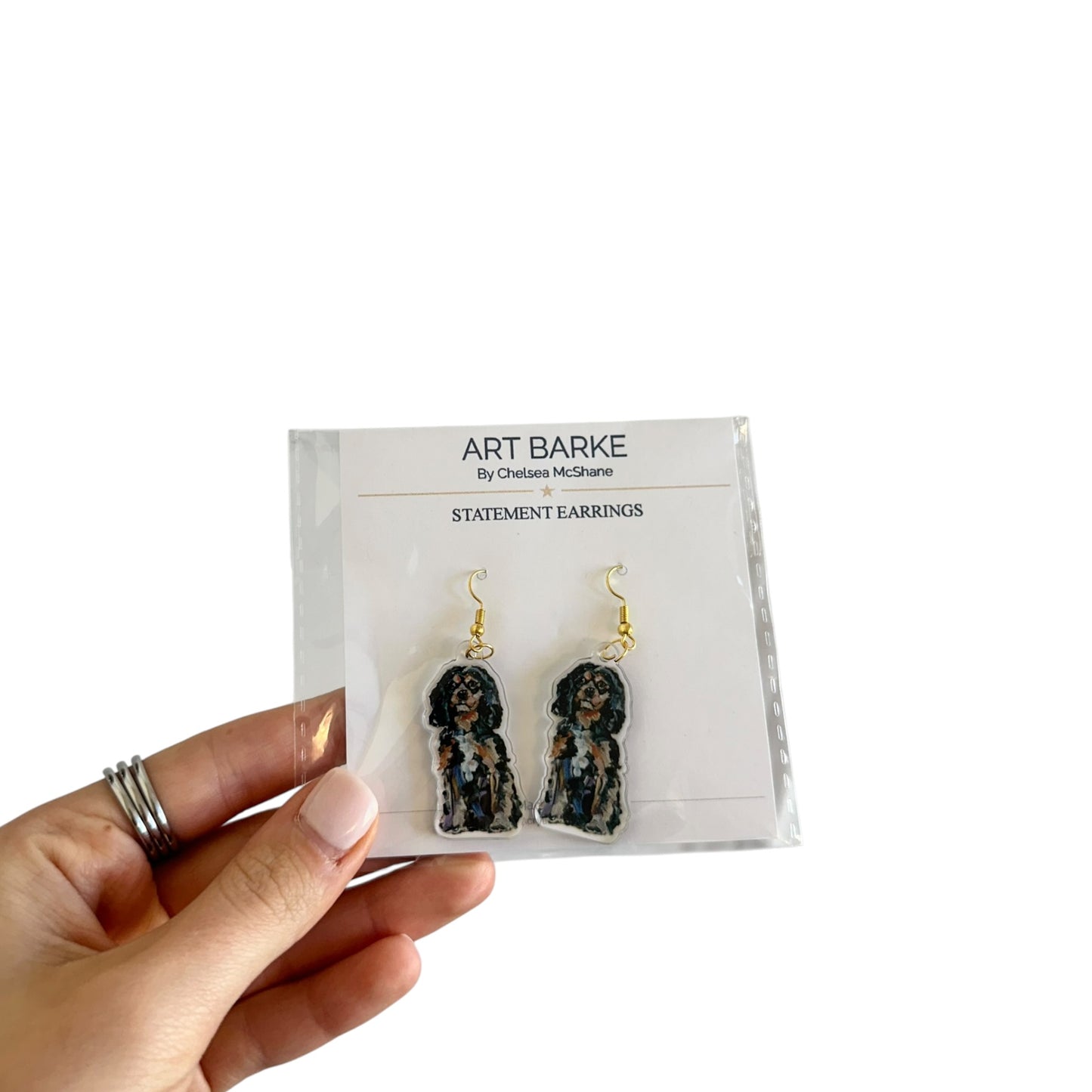 "Cavalier King Charles Black & Tan" Earrings