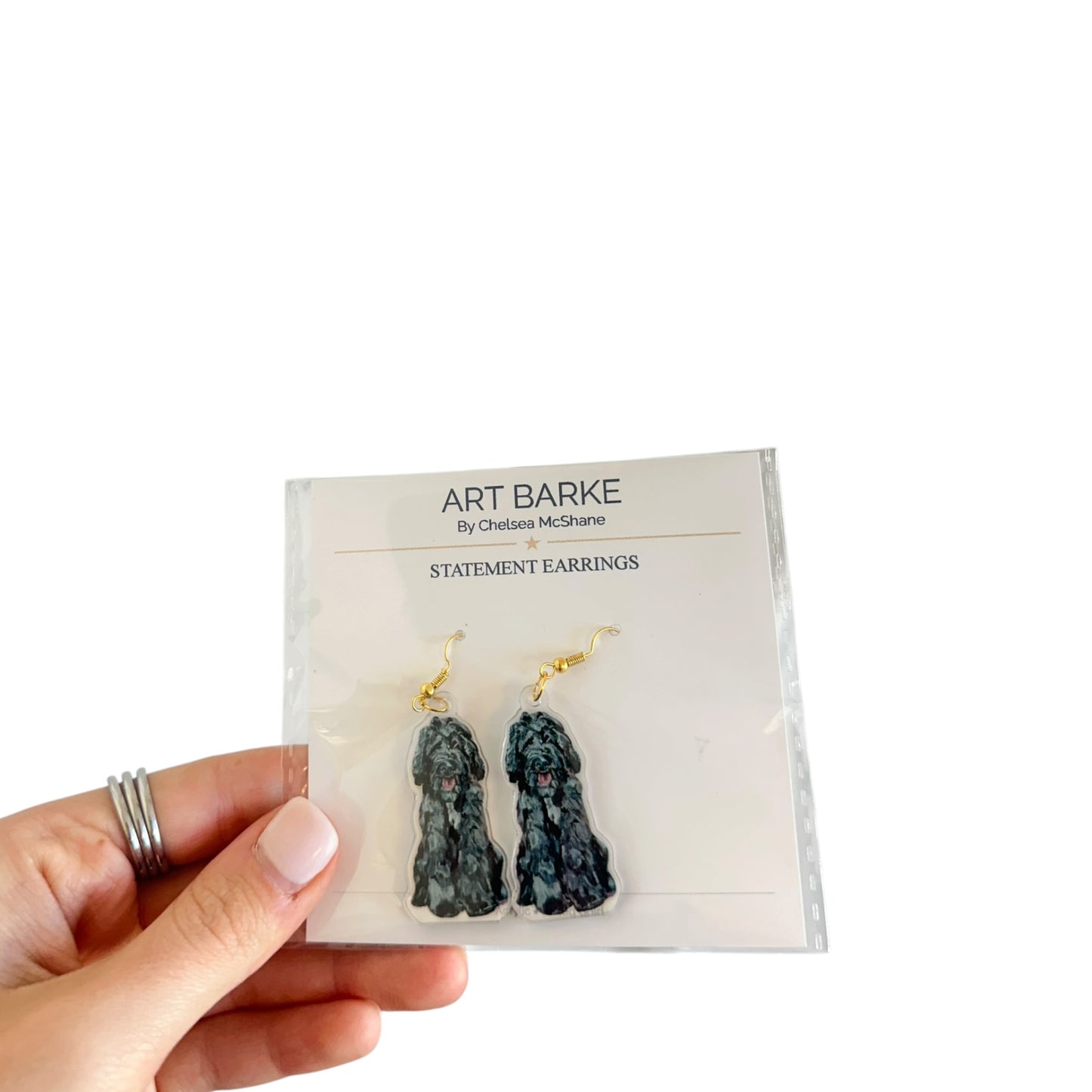 "Goldendoodle Black Shaggy" Earrings