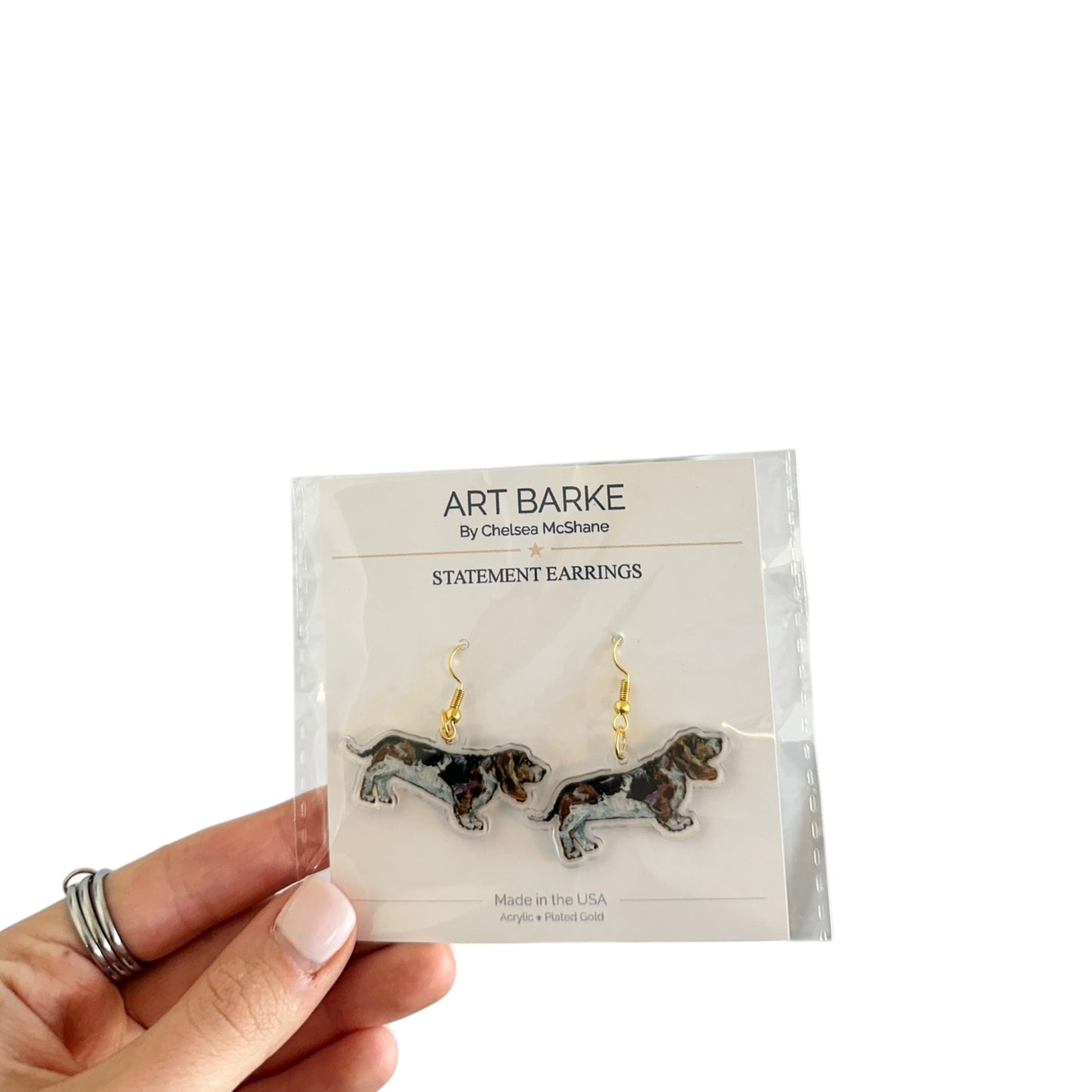 "Basset Hound Tri" Earrings