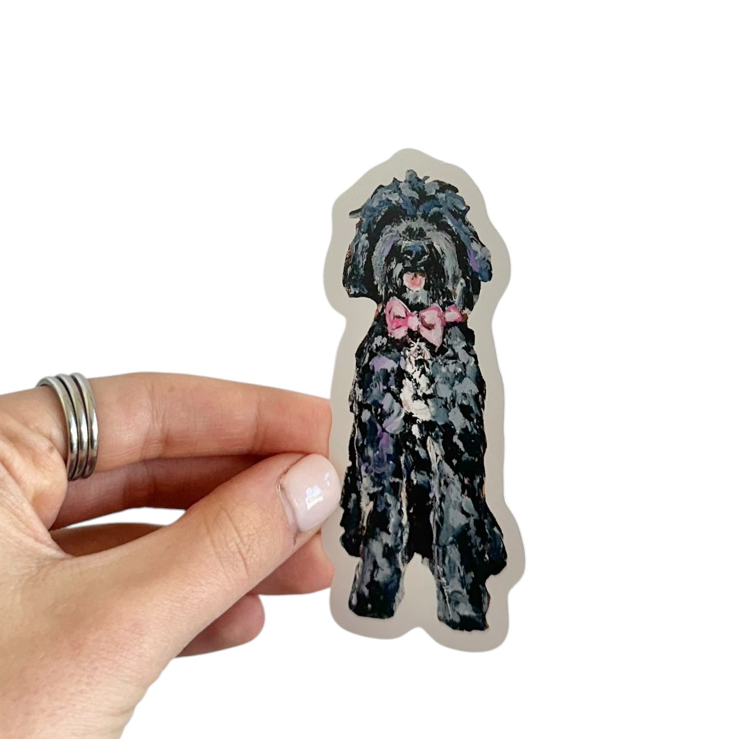 "Goldendoodle Black Pink Bow" Sticker