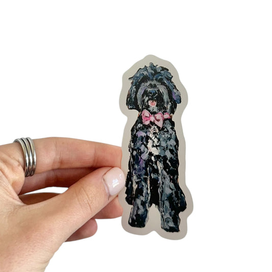"Goldendoodle Black Pink Bow" Sticker
