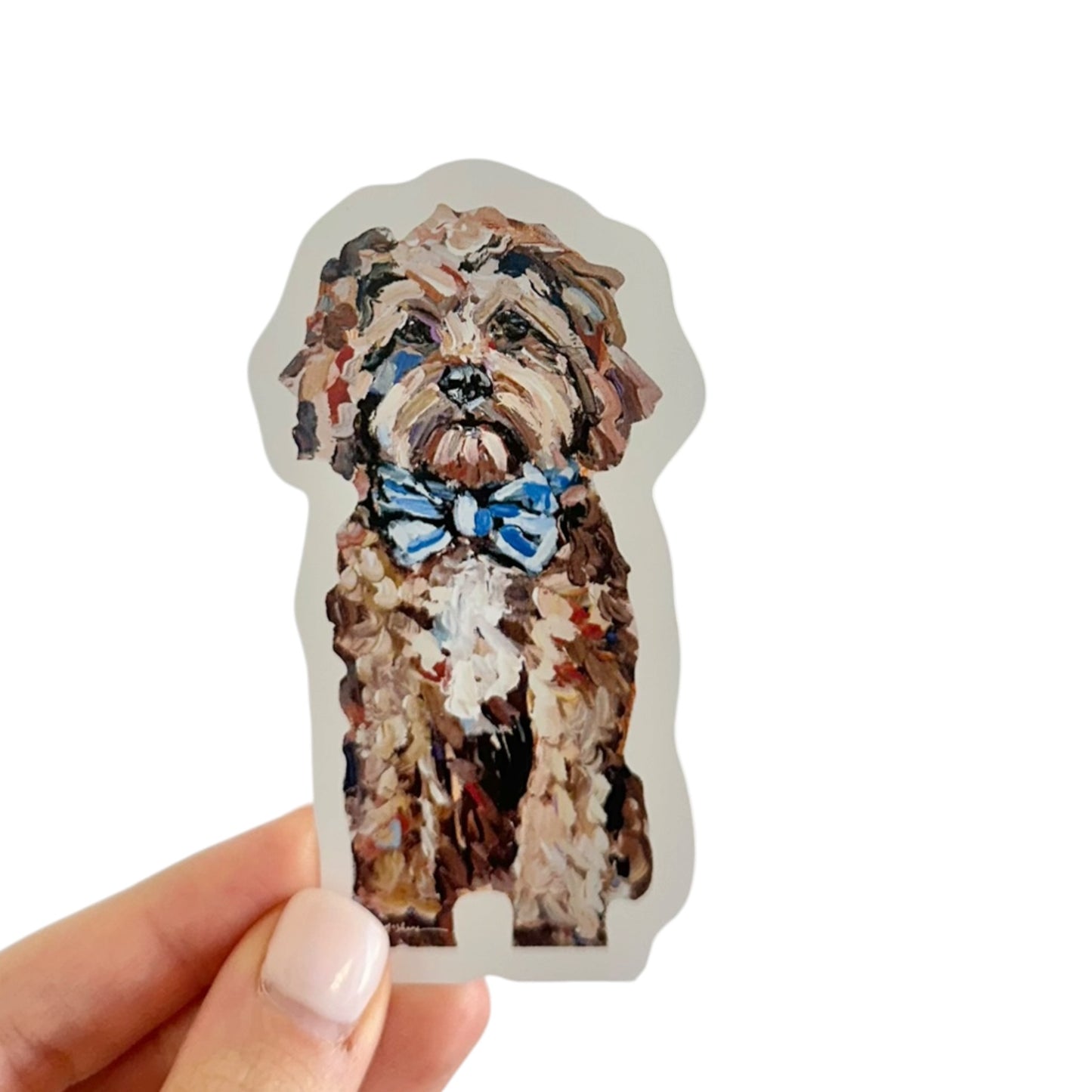"Cavapoo Red with blue bow" Sticker