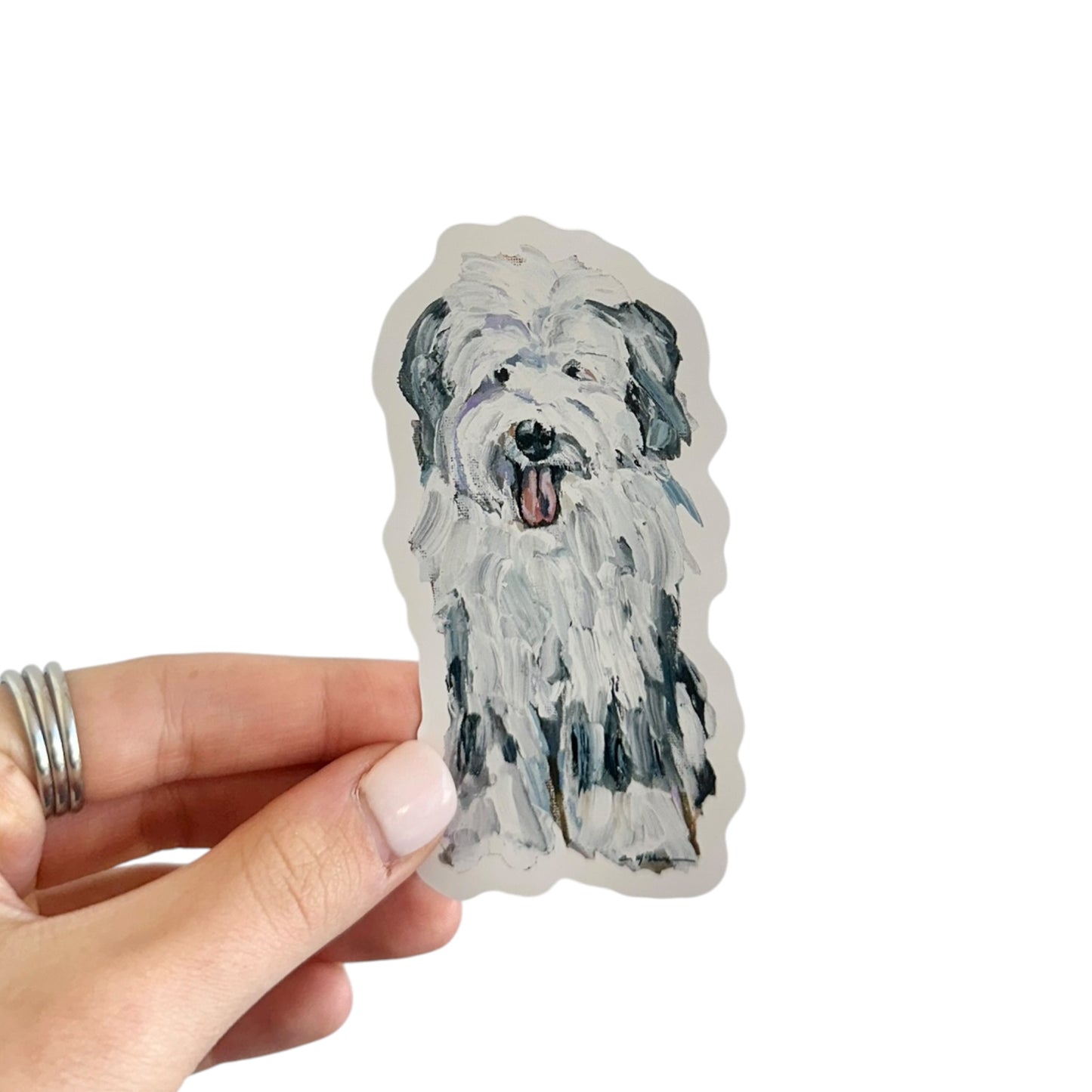 "Old English Sheepdog Gray & White" Sticker