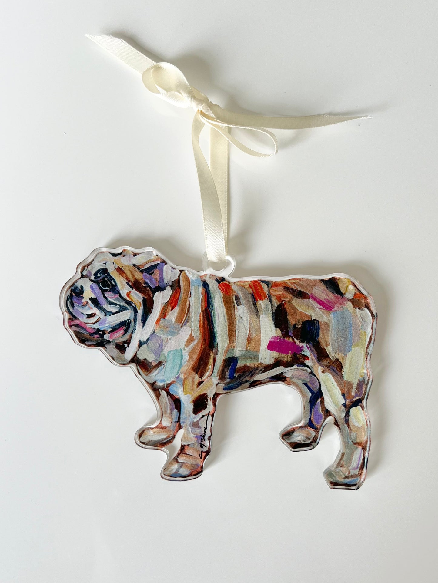 Abstract English Bulldog Acrylic Dog Ornament