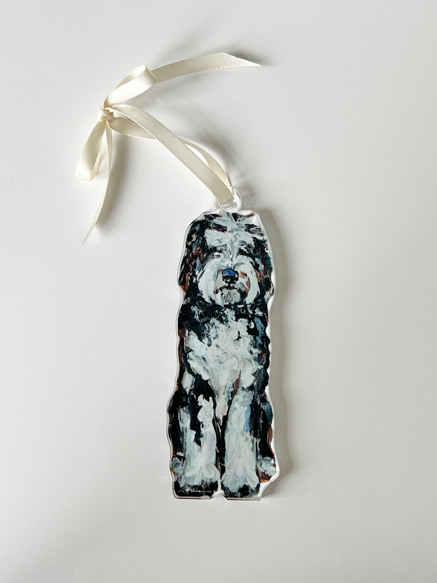 Black & White Doodle Acrylic Dog Ornament
