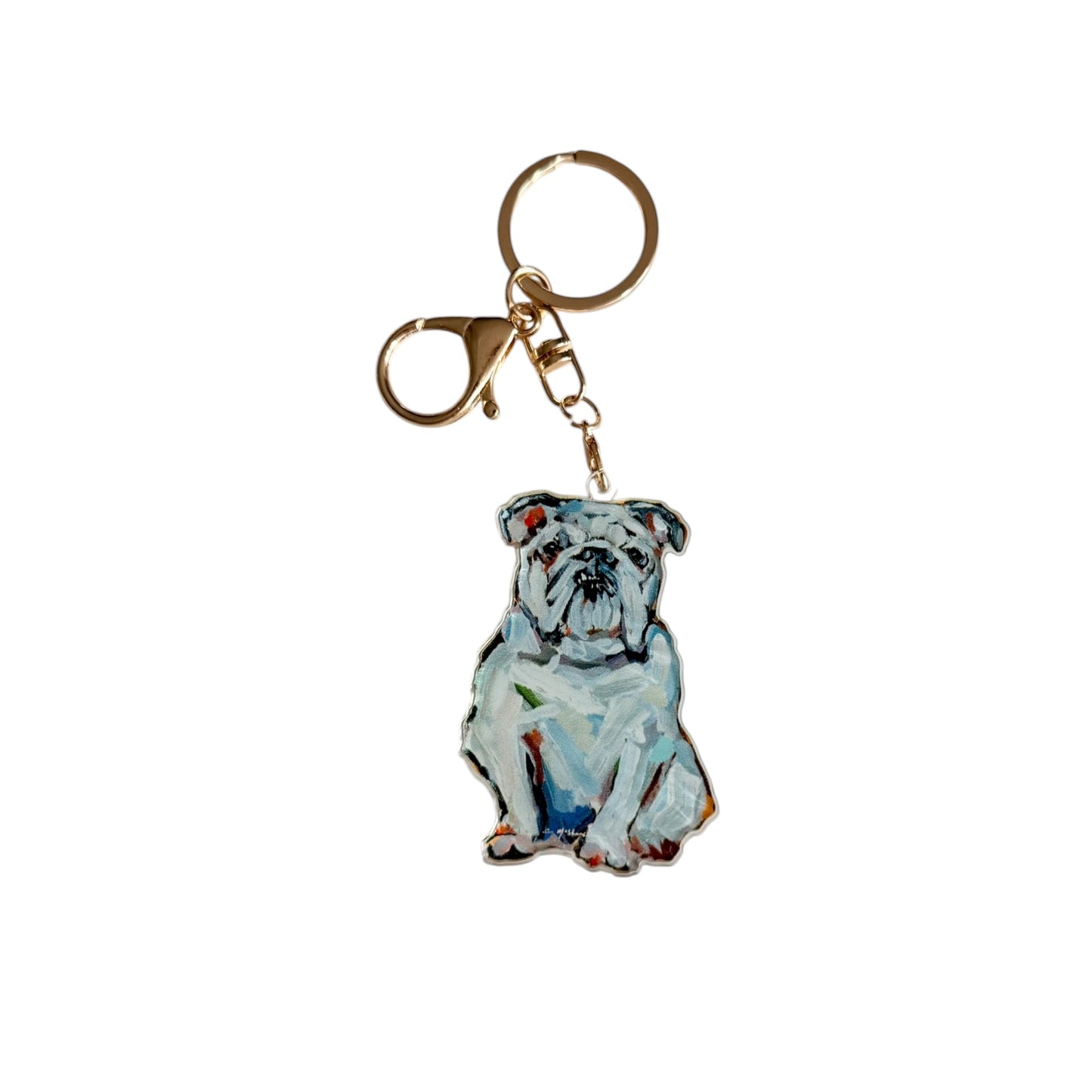 "Bulldog White" bag charm