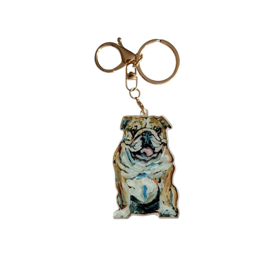 "Bulldog Fawn & White" bag charm