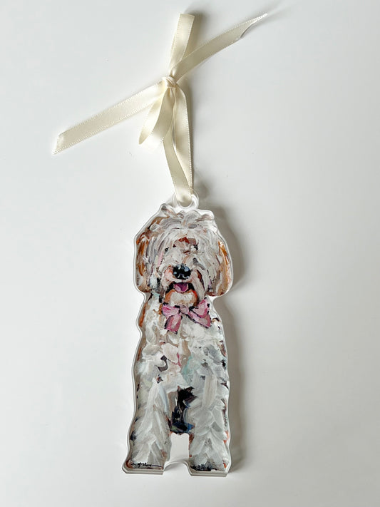 "Goldendoodle Pink Bow" Ornament (Mix + Match 10 MOQ)