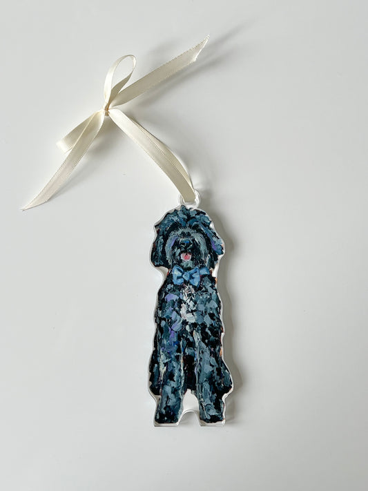 "Doodle Black Blue Bow" Ornament (Mix + Match 10 MOQ)