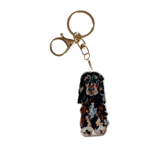 "English Cocker Spaniel Black & Tan" bag charm