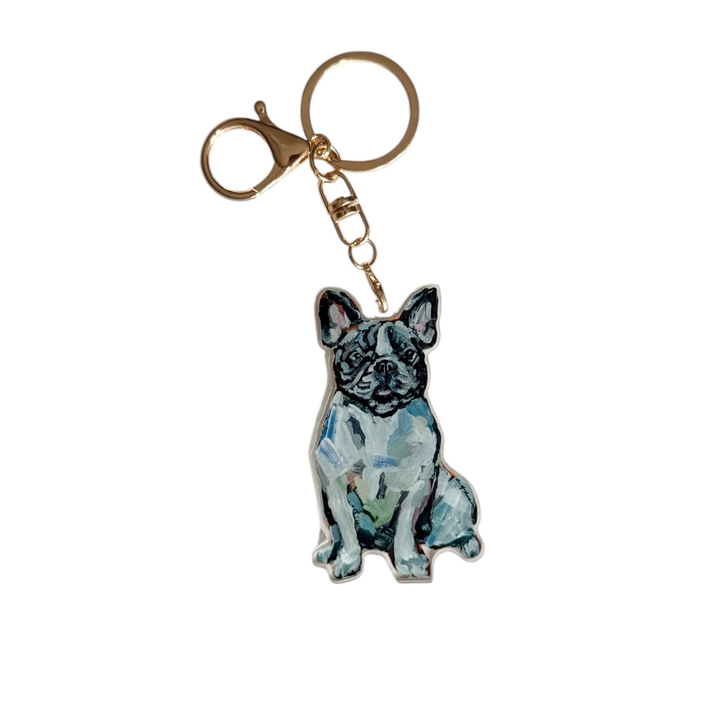 "Frenchie Black & White" bag charm