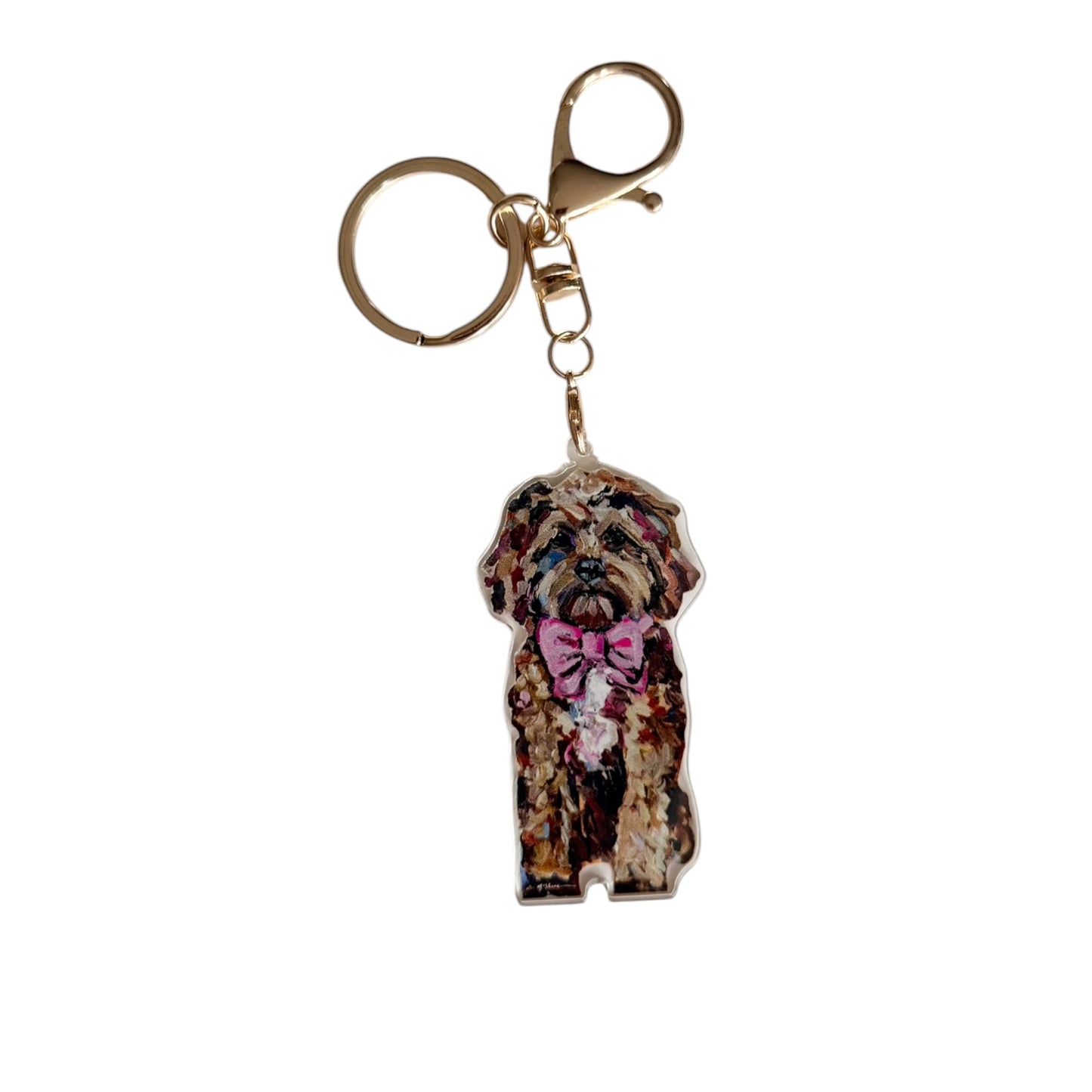 "Cavapoo Red with pink bow" bag charm
