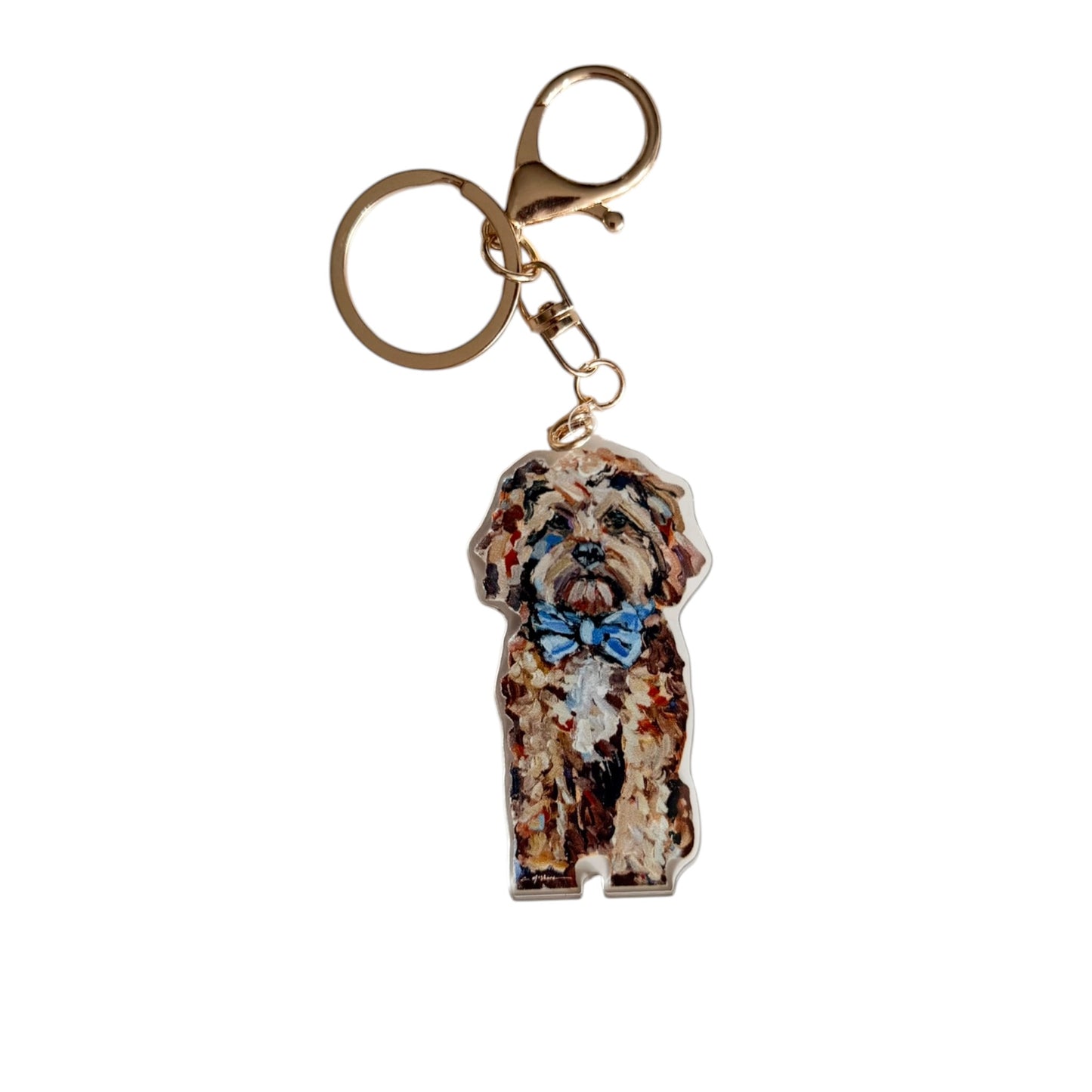 "Cavapoo Red with blue bow" bag charm