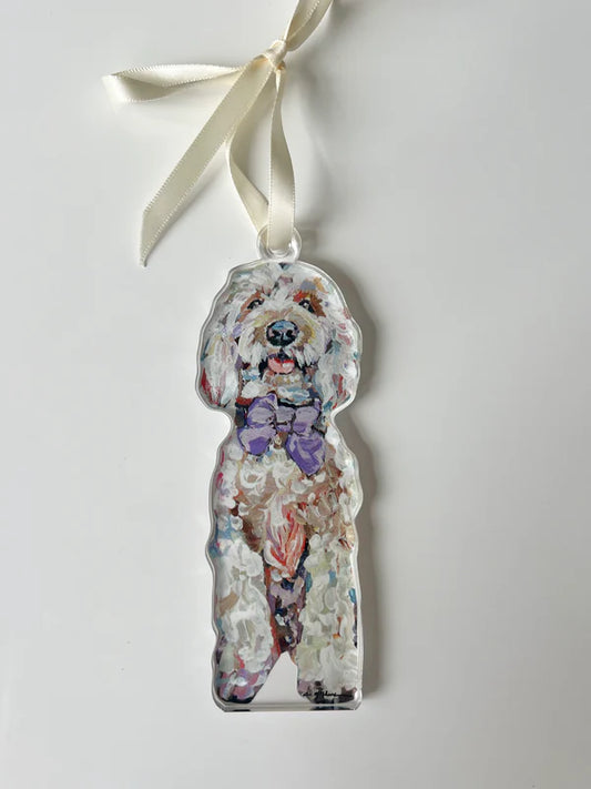 "Goldendoodle with purple bow" Ornament (Mix + Match 10 MOQ)