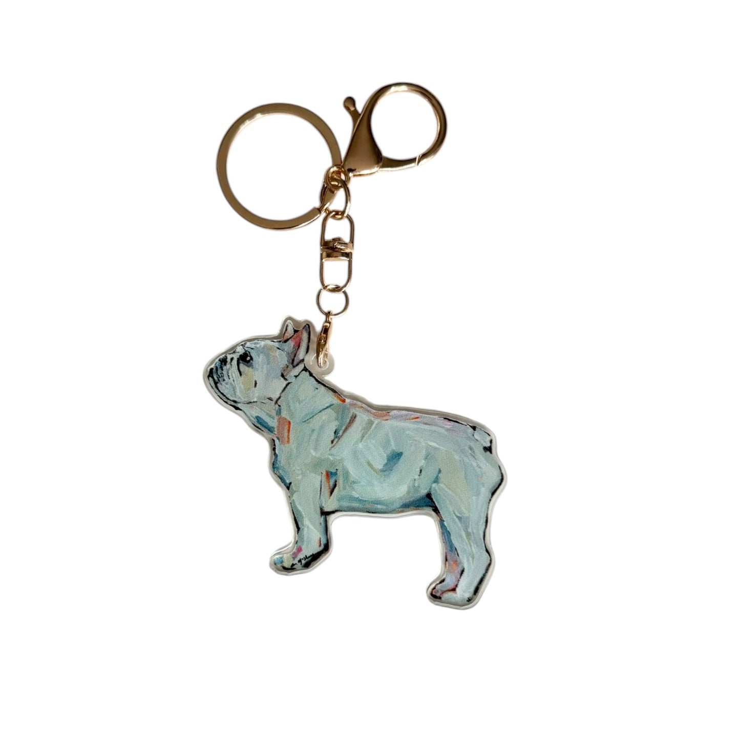 "Frenchie White" bag charm
