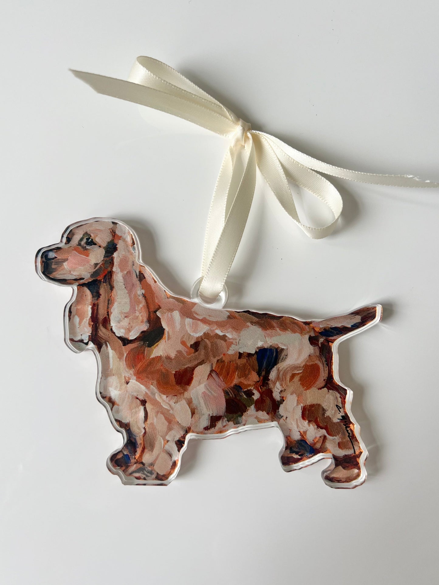 Golden/Red English Cocker Spaniel Acrylic Dog Ornament