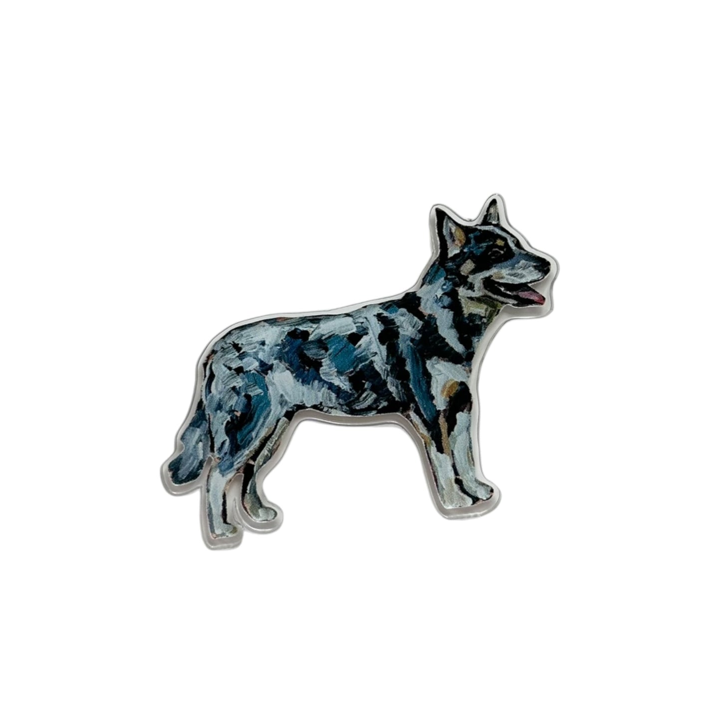 Blue Heeler Australian Cattle dog acrylic magnet featuring original artwork by Chelsea McShane.