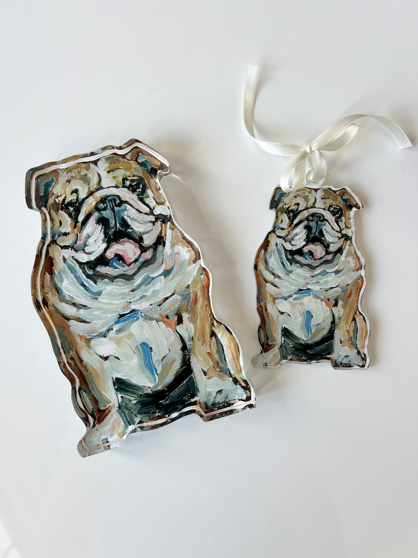 English Bulldog Fawn & White (Ornament)