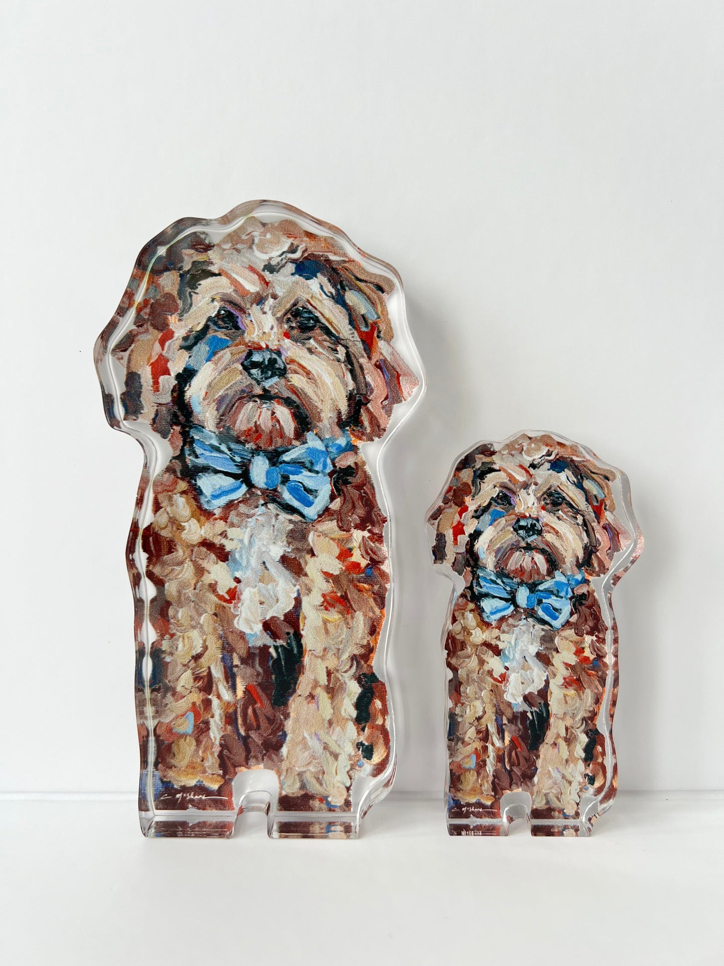"Cavapoo Red with blue bow" acrylic