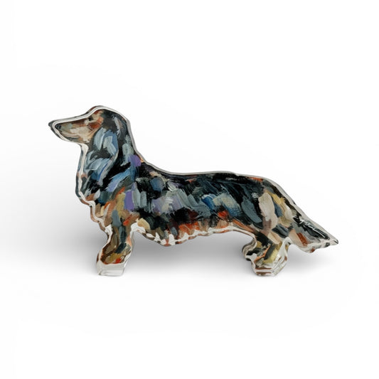 "Dachshund Black & Tan Long-haired" acrylic