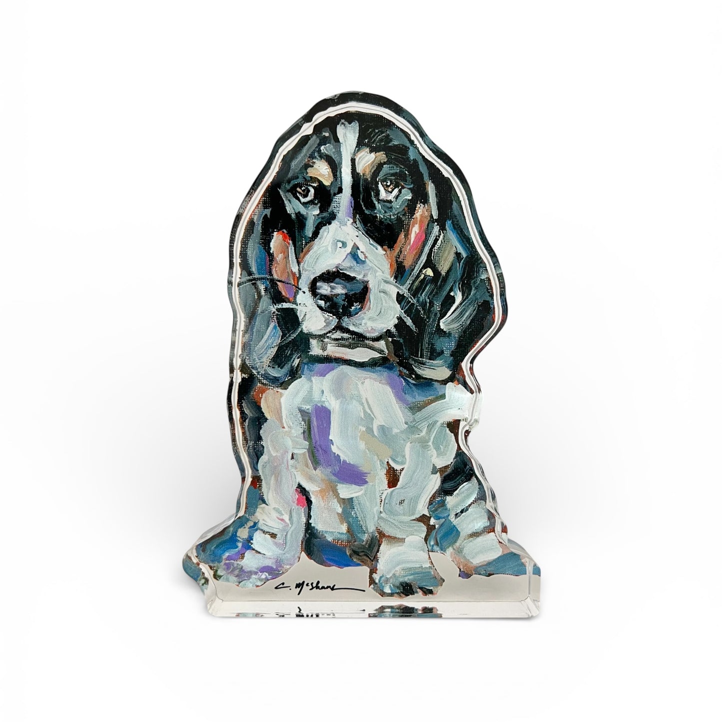 "Basset Hound Black & White" acrylic