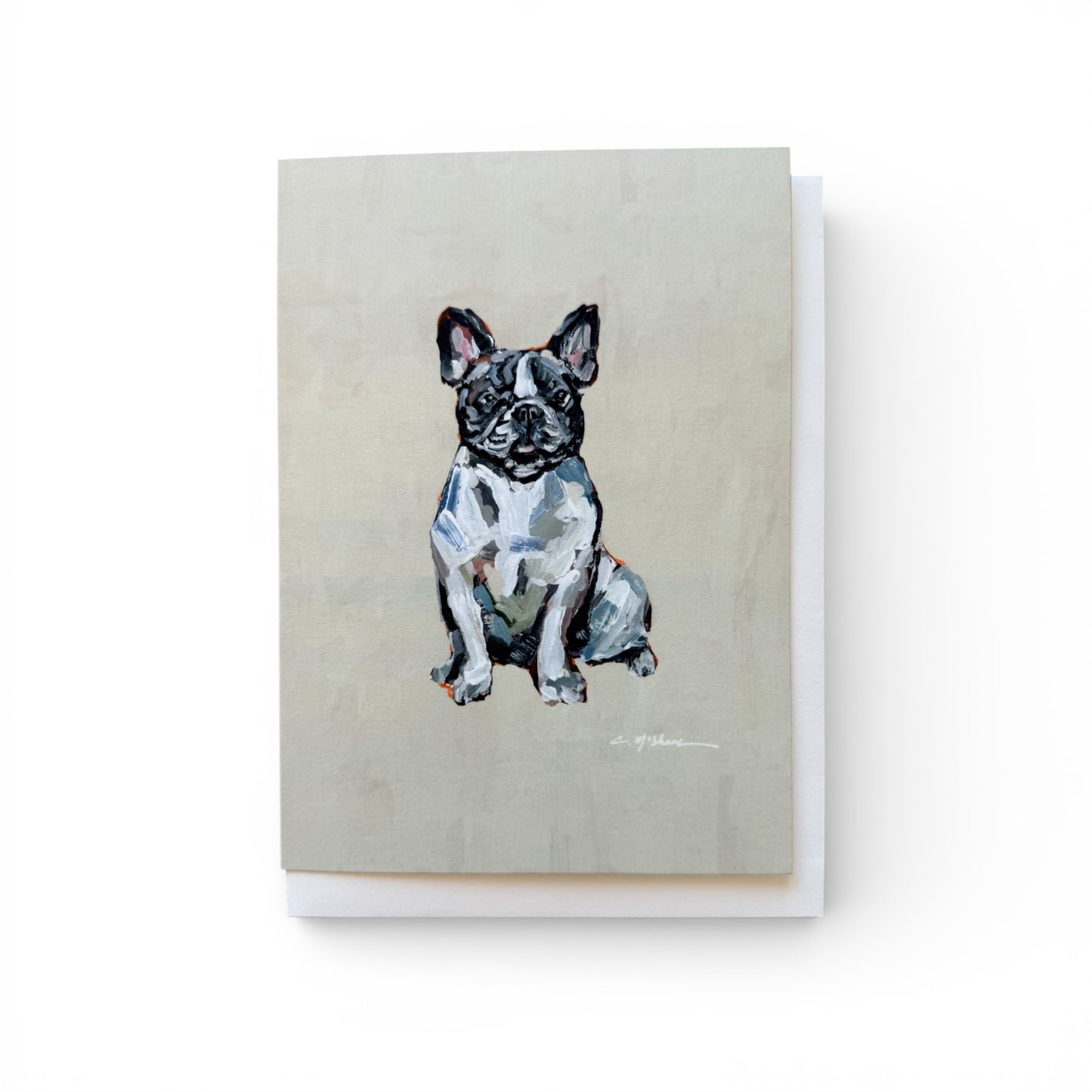 "Frenchie Black & White" framable card