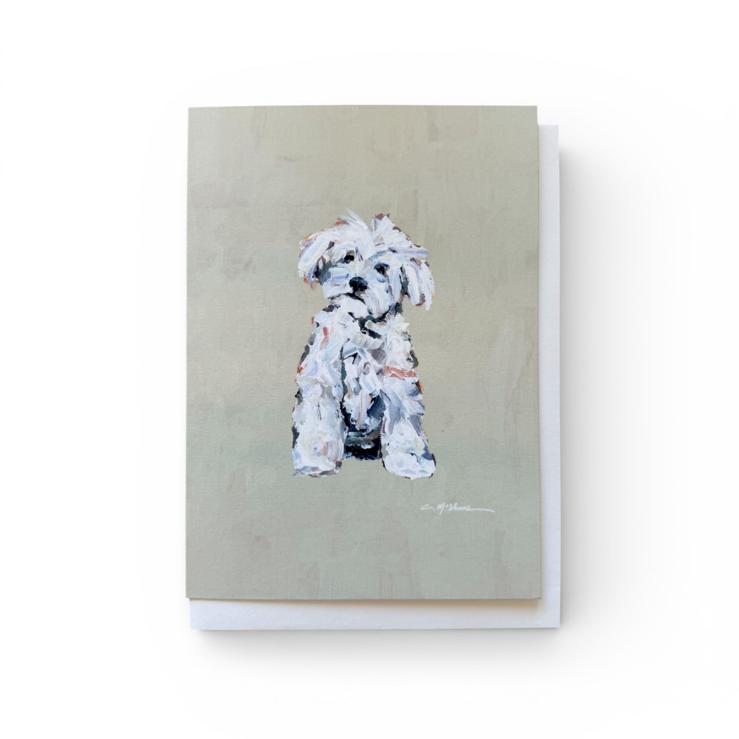 "Small White Dog" framable card