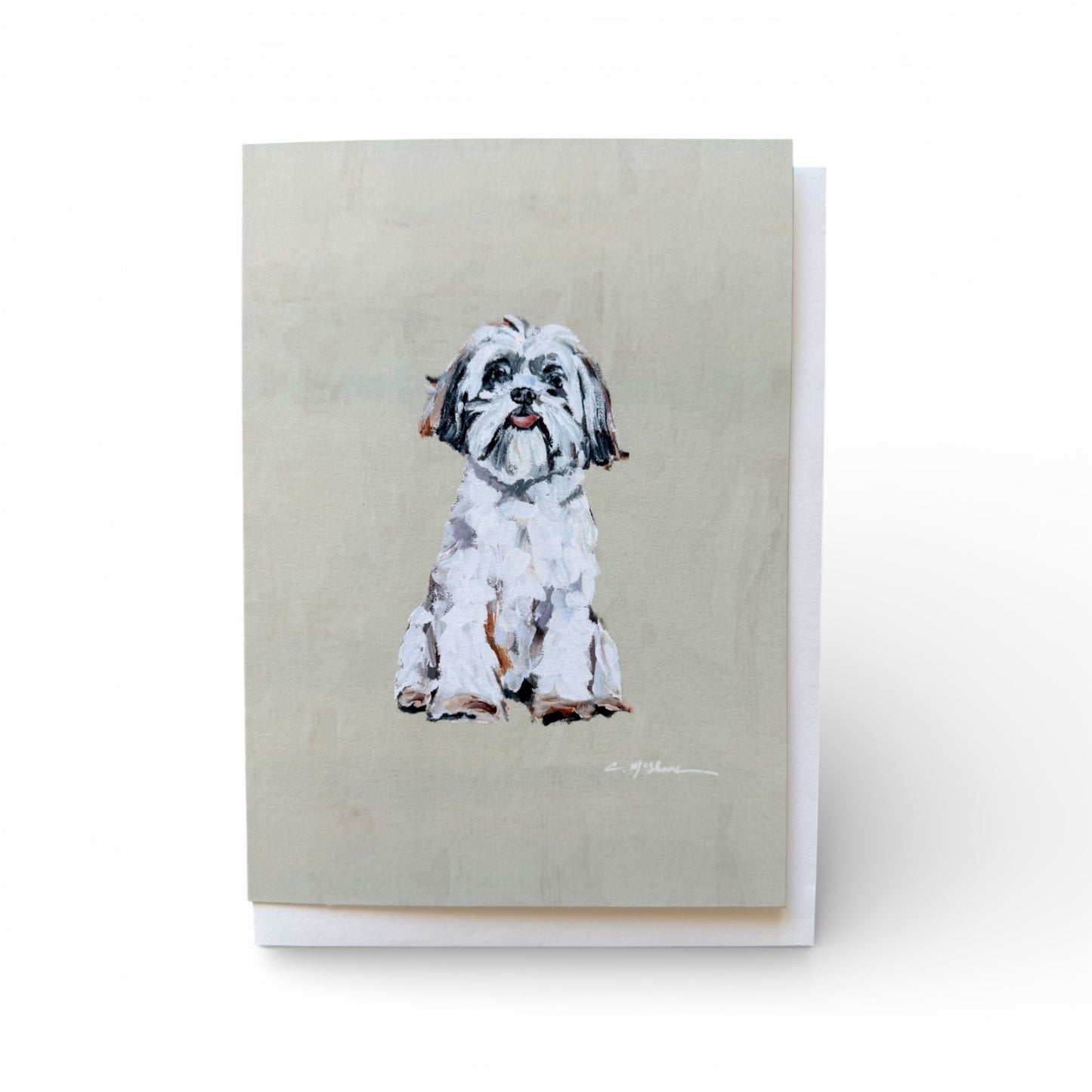 "Shih Tzu White" framable card